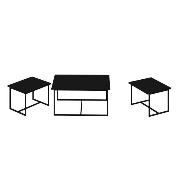 Levada 3'lü Zigonlu Sehpa - Siyah