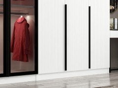 Kale Plus 8 Mebran Kapaklı 4Ç Dolap Beyaz Mebran Füme Cam 210CM