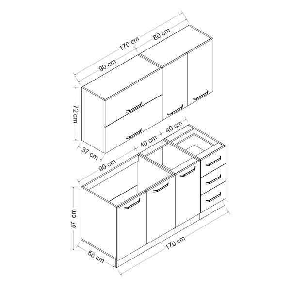 Minar 170 Cm Mutfak Dolabı Beyaz 170-B1