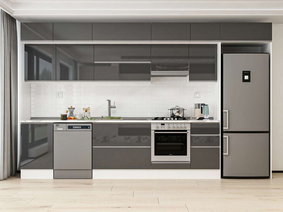 Alvinka 375X240 Cm High Gloss Mutfak Dolabı Mb-E80S50S45-1