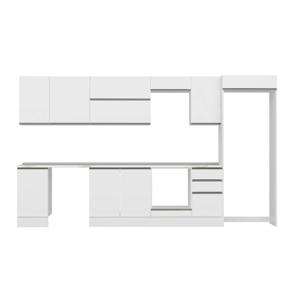 Alvinka 370X222 Cm High Gloss Mutfak Dolabı Mb-E80S45S45-2 High Gloss | Beyaz - Suntalam