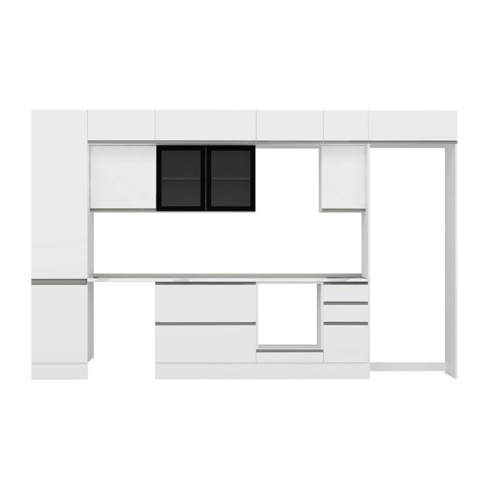 Alvinka 370X240 Cm High Gloss Mutfak Dolabı Mbb-E80B50S40-3 High Gloss | Beyaz - Suntalam