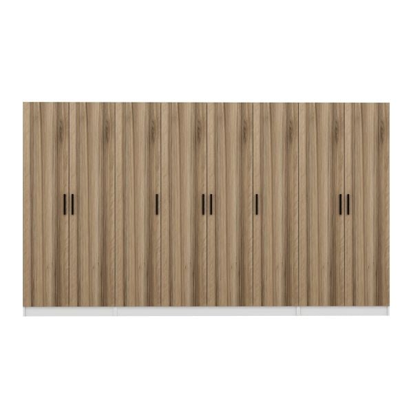 Minar Kale 210 Cm 8 Kapaklı 6B Raf Portmanto Beyaz Dore