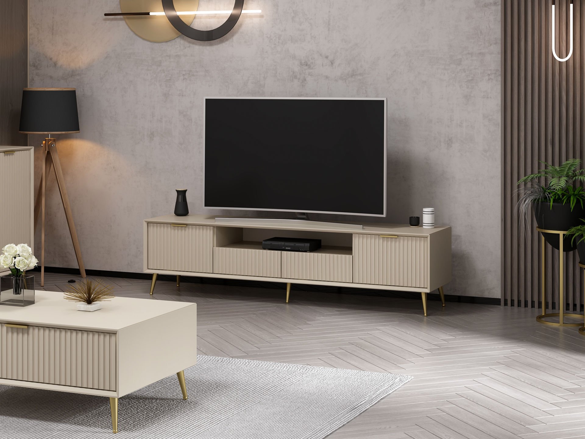 テレビ luxe Kale Luxe Tv 180cm Ayaklı Ünitesi - Kumtaşı