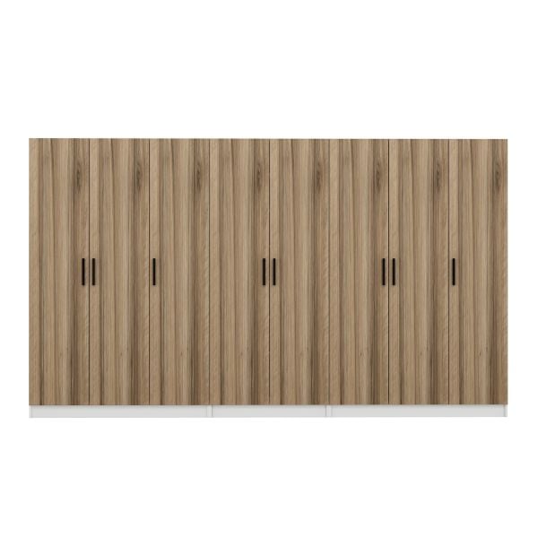 Minar Kale 210 Cm 8 Kapaklı 4B Raf Portmanto Beyaz Dore