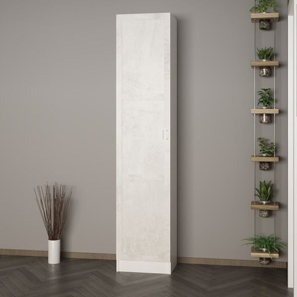 Minar Kale 210 Cm 1 Kapaklı 1B Raf Portmanto Beyaz Eskitme Beyaz