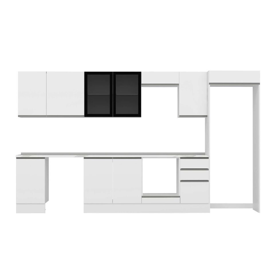 Alvinka 370X222 Cm High Gloss Mutfak Dolabı Mb-E80S45S45-3 High Gloss | Beyaz - Suntalam