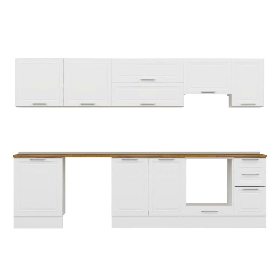 Alvinka 310X210 Cm Klasik Mebran Mutfak Dolabı M-E90S60S40-1 Mebran | Beyaz - Suntalam