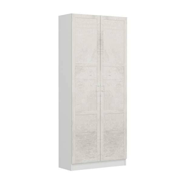 Minar Kale 210 Cm 2 Kapaklı 2B Raf Portmanto Beyaz Eskitme Beyaz