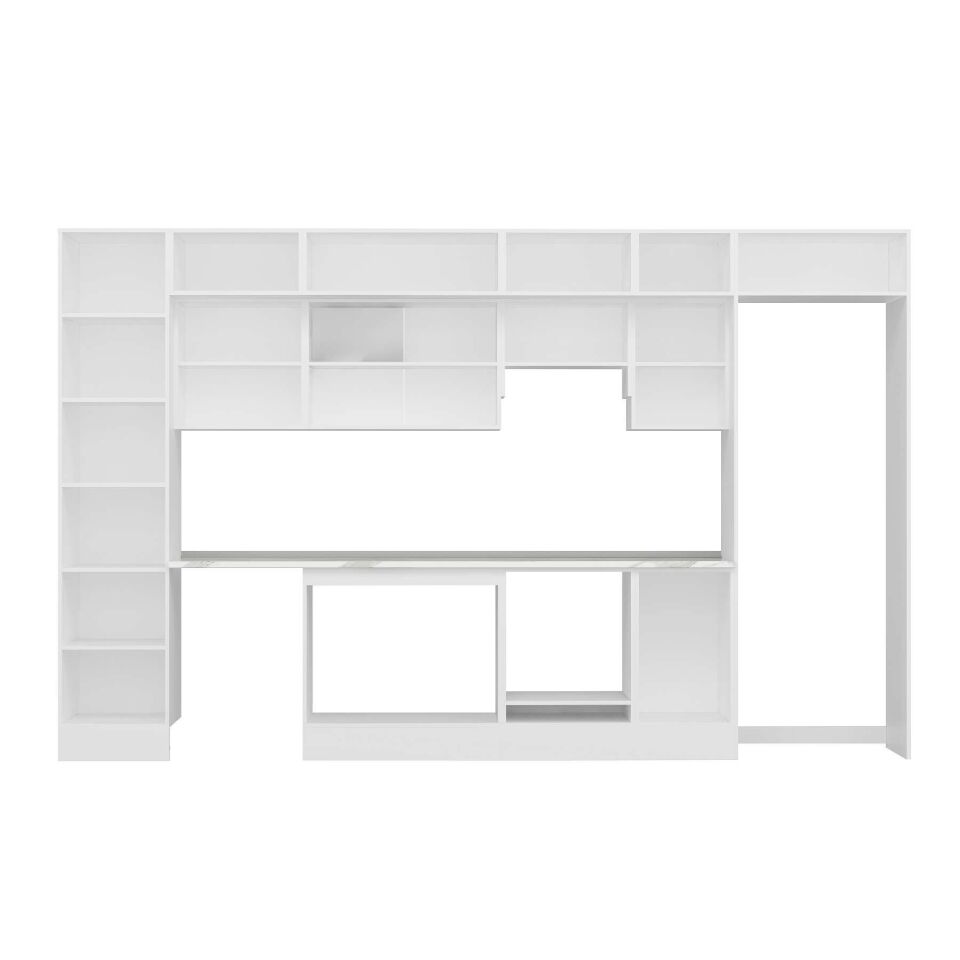 Alvinka 375X240 Cm High Gloss Mutfak Dolabı Mbb-E80B50S45-1 High Gloss | Beyaz - Mdf