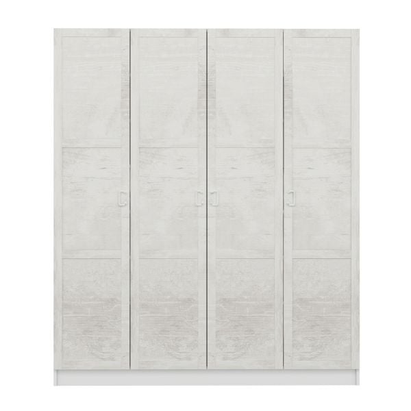 Minar Kale 210 Cm 4 Kapaklı 2B Raf Portmanto Beyaz Eskitme Beyaz