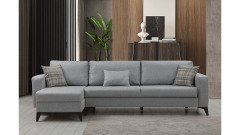 Kristal (3+D) Uzanmalı Köşe Koltuk Takımı Açık Gri