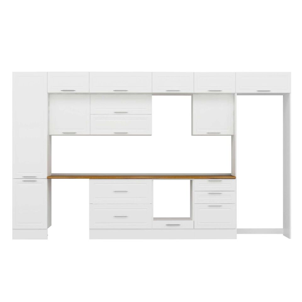 Alvinka 390X240 Cm Klasik Mebran Mutfak Dolabı Mbb-E80B50S60-2 Mebran | Beyaz - Suntalam