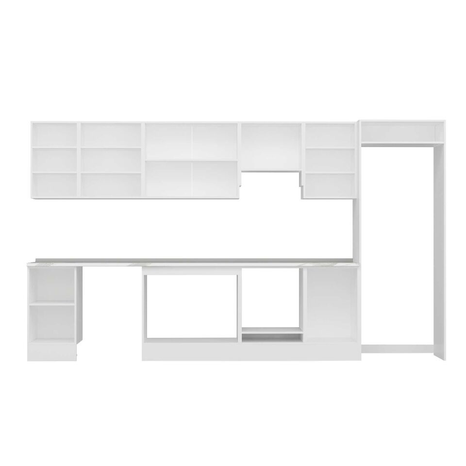 Alvinka 375X222 Cm High Gloss Mutfak Dolabı Mb-E80S45S50-1 High Gloss | Beyaz - Mdf