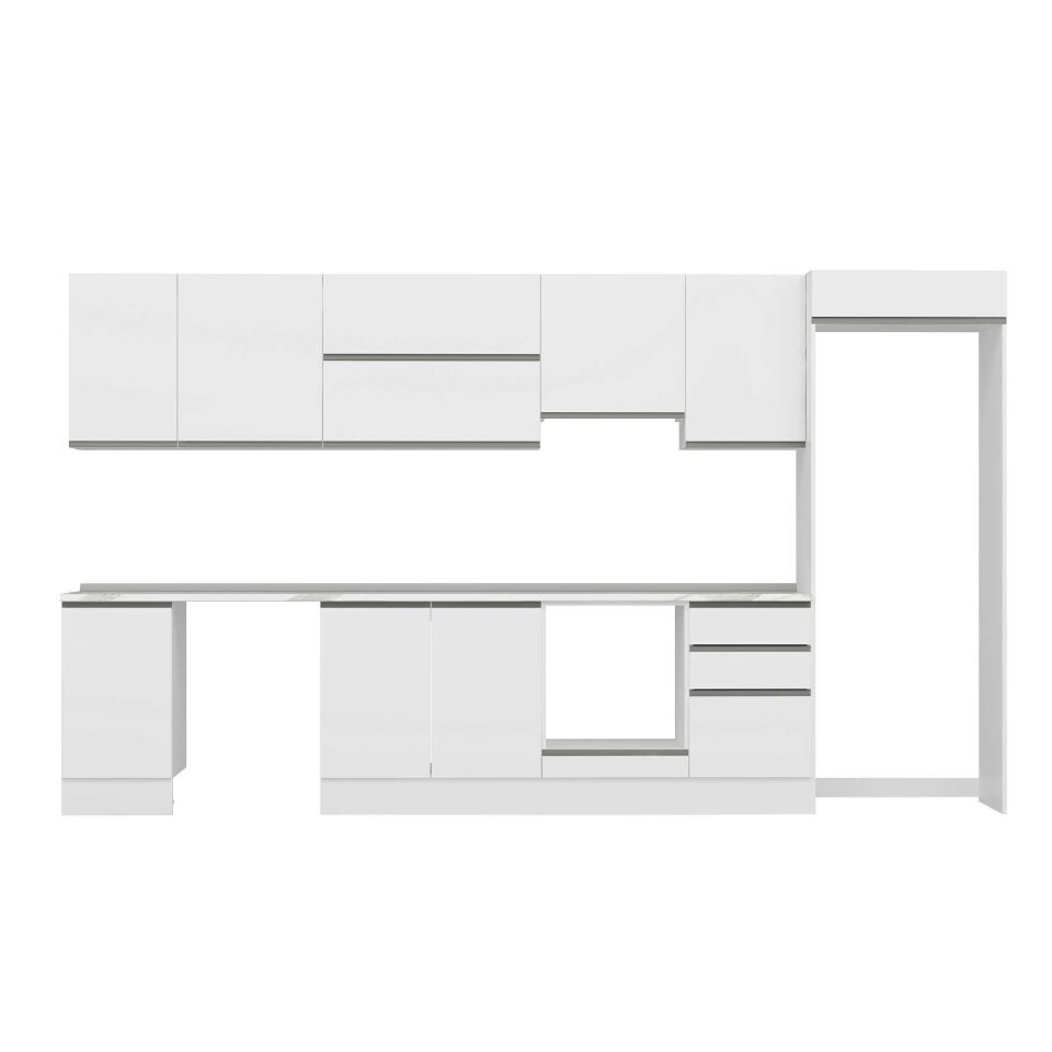 Alvinka 375X222 Cm High Gloss Mutfak Dolabı Mb-E80S45S50-1 High Gloss | Beyaz - Mdf