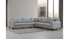 Kristal (3+K+3) L Köşe Koltuk Takımı Açık Gri