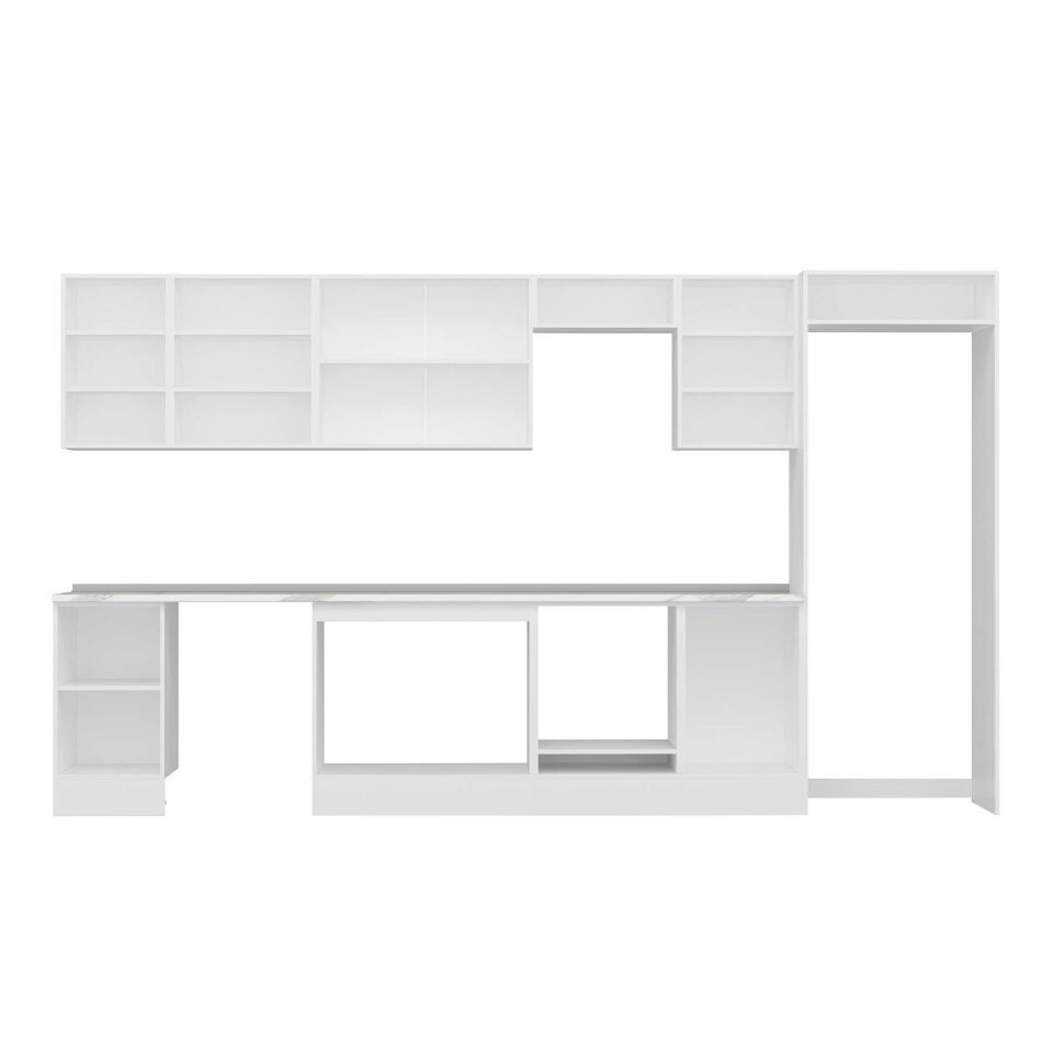 Alvinka 375X222 Cm High Gloss Mutfak Dolabı Mb-E80S45S50-2 High Gloss | Beyaz - Mdf