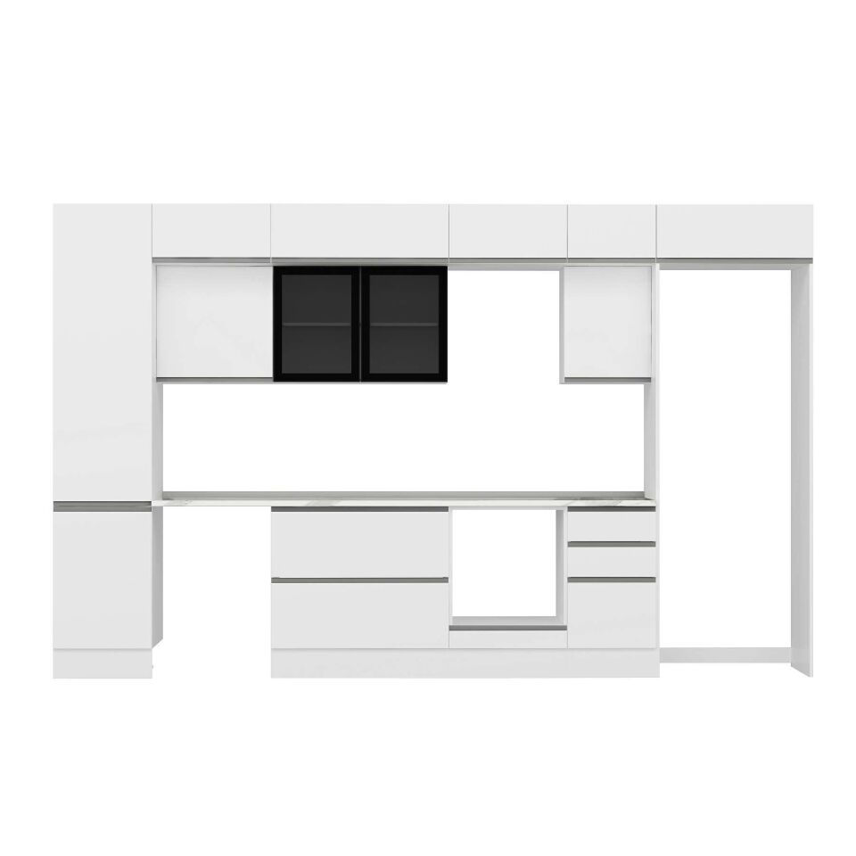 Alvinka 375X240 Cm High Gloss Mutfak Dolabı Mbb-E80B50S45-3 High Gloss | Beyaz - Mdf