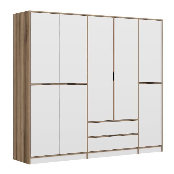 Elina 5 Kapaklı Dolap - Dore/Beyaz