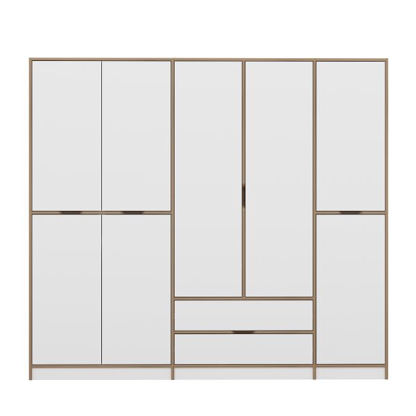 Elina 5 Kapaklı Dolap - Dore/Beyaz