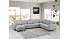 Kristal (D+3+K+2) Uzanmalı L Köşe Koltuk Takımı Açık Gri
