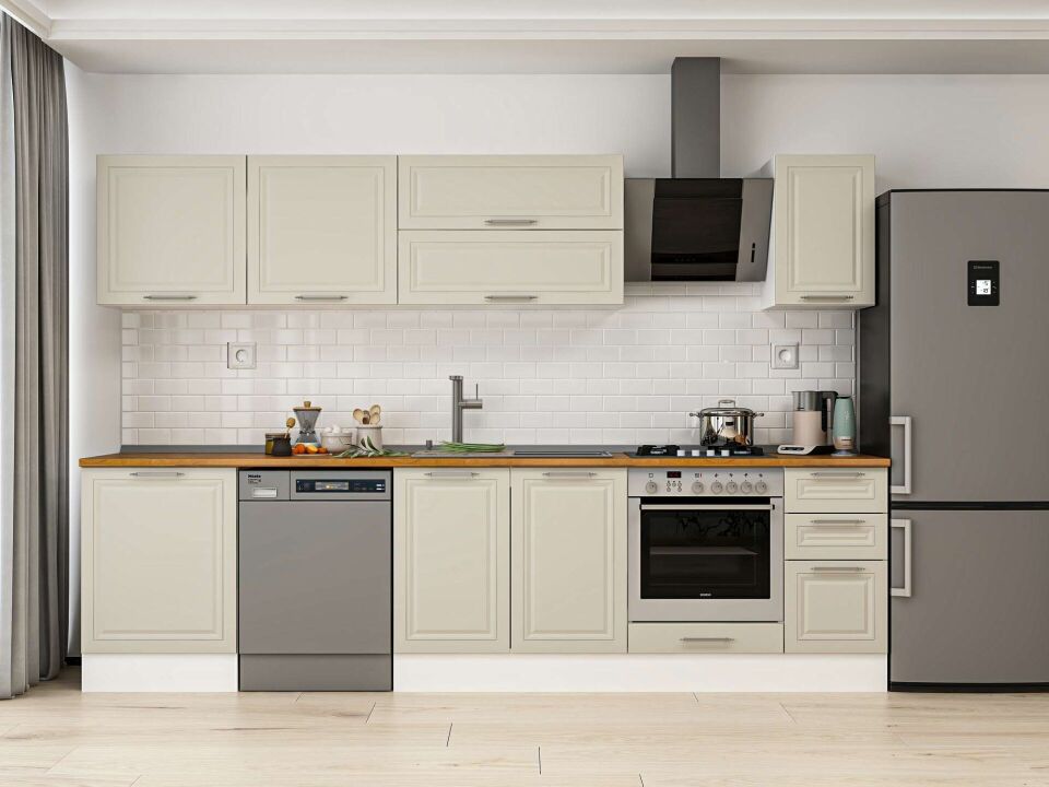 Alvinka 310X210 Cm Klasik Mebran Mutfak Dolabı M-E90S60S40-2 Mebran | Kumtaşı - Mdf