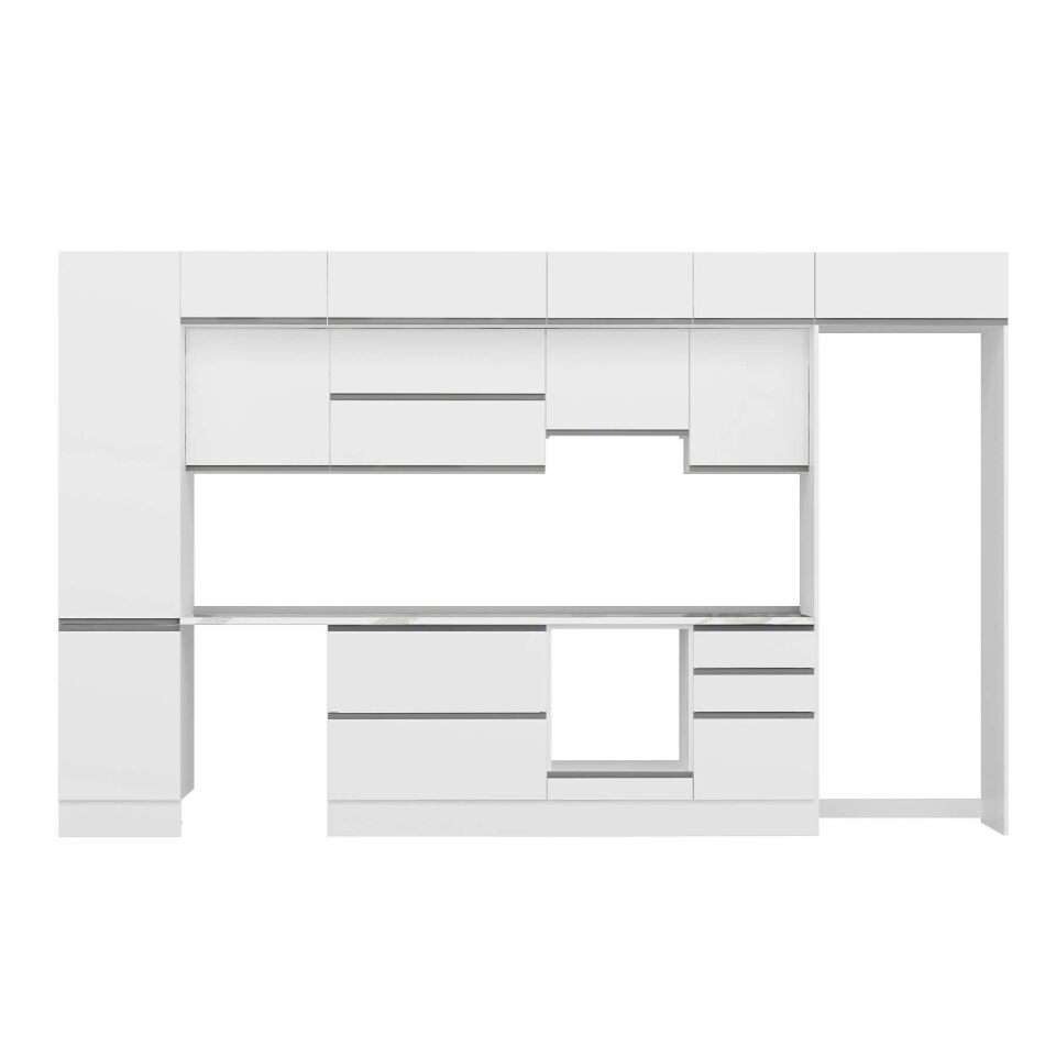 Alvinka 380X240 Cm High Gloss Mutfak Dolabı Mbb-E80B50S50-1 High Gloss | Beyaz - Mdf