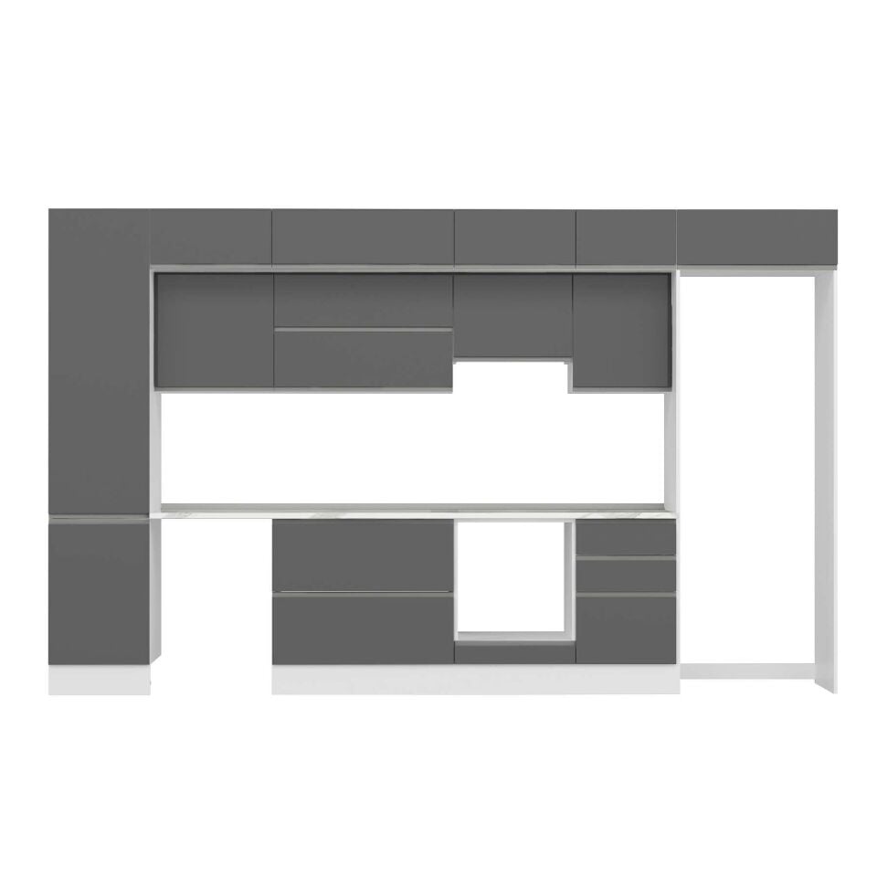 Alvinka 380X240 Cm High Gloss Mutfak Dolabı Mbb-E80B50S50-1 High Gloss | Antrasit - Suntalam