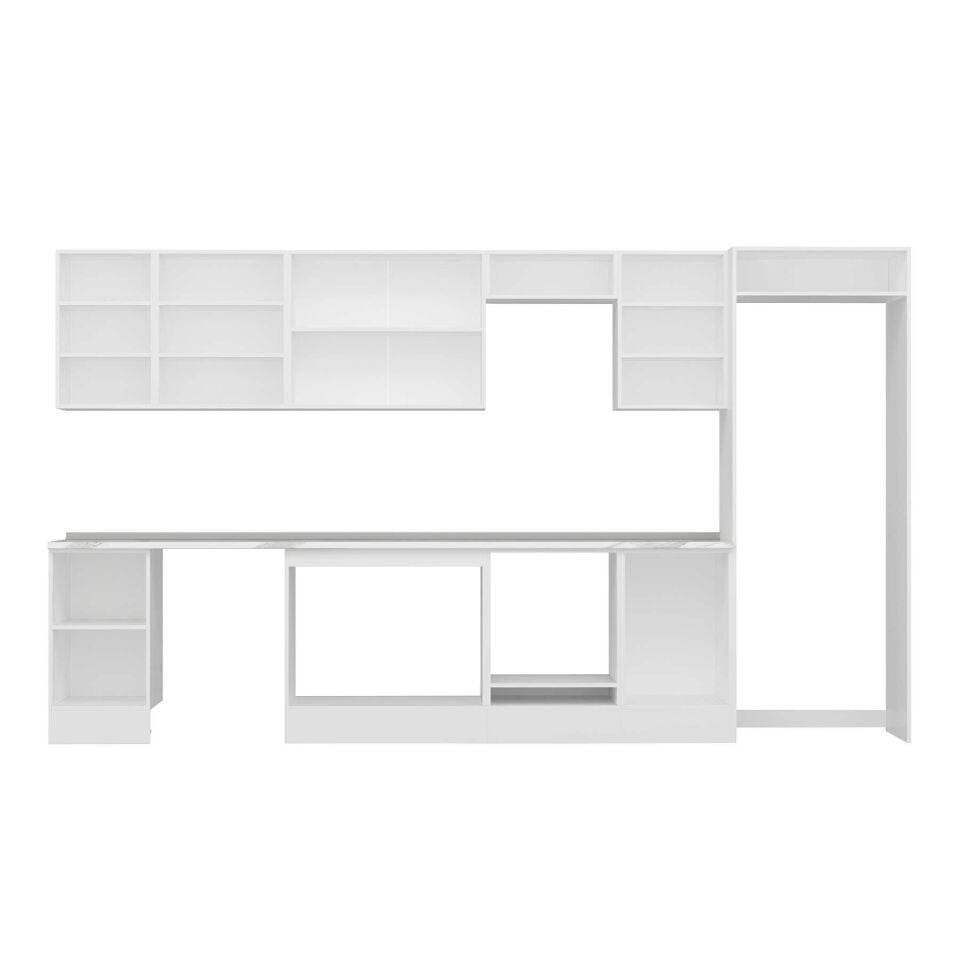 Alvinka 375X222 Cm High Gloss Mutfak Dolabı Mb-E80S45S50-3 High Gloss | Antrasit - Mdf