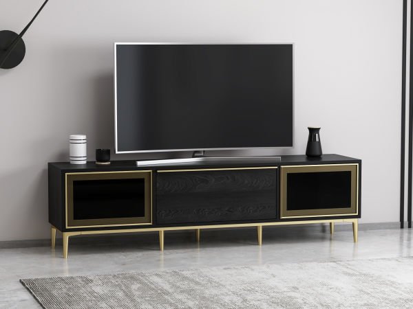 Elevate Tv Ünitesi Siyah Ahşap