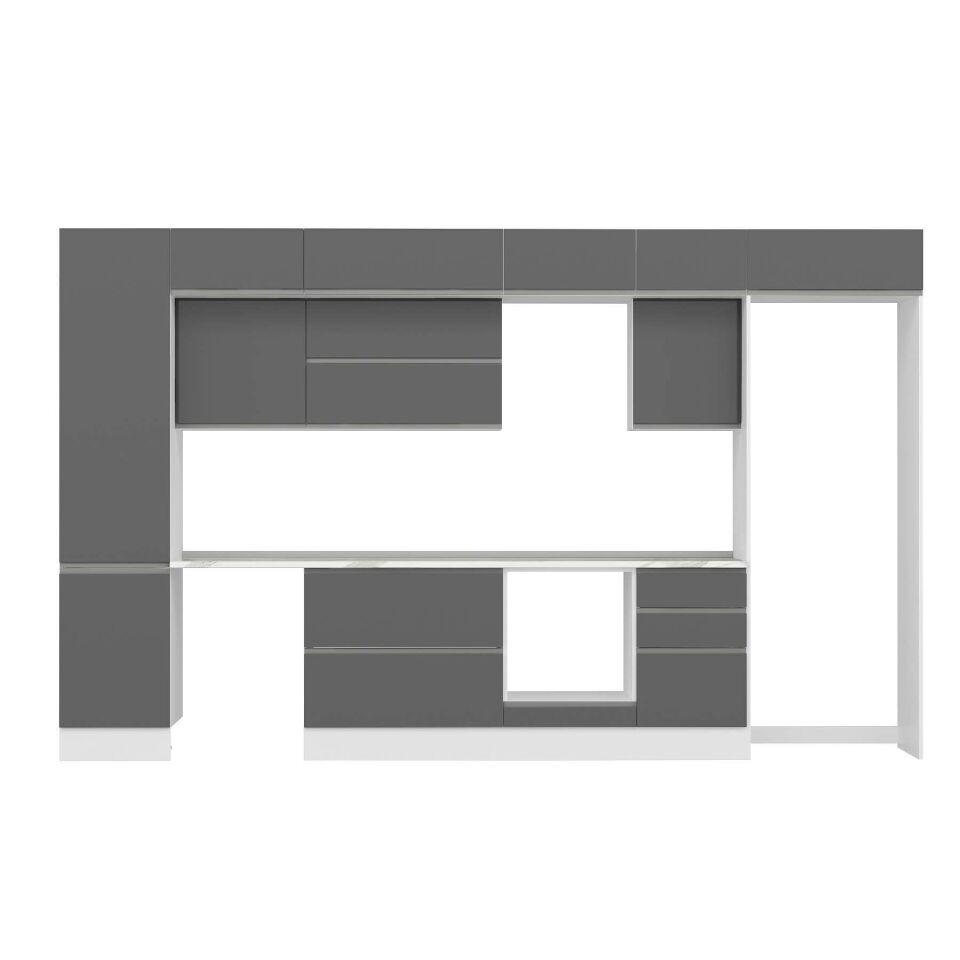 Alvinka 380X240 Cm High Gloss Mutfak Dolabı Mbb-E80B50S50-2 High Gloss | Antrasit - Mdf