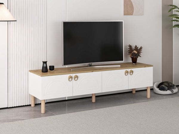 Lotus Bohem Tarz Tv Ünitesi - Beyaz/Artisan