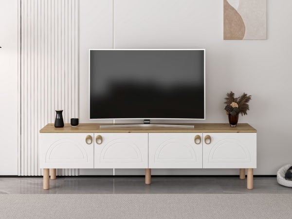 Lotus Bohem Tarz Tv Ünitesi - Beyaz/Artisan