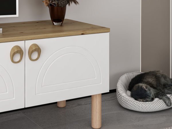 Lotus Bohem Tarz Tv Ünitesi - Beyaz/Artisan