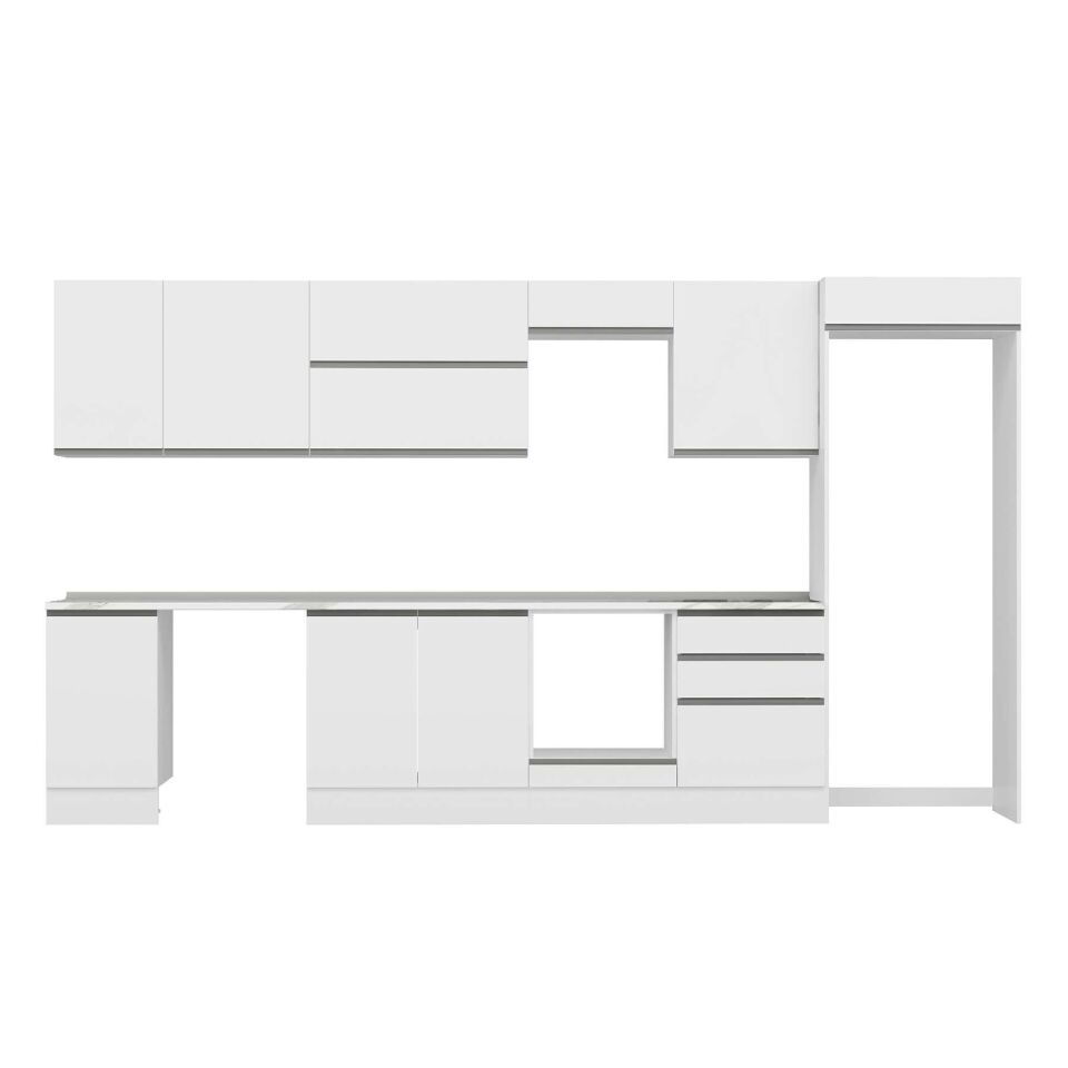 Alvinka 385X222 Cm High Gloss Mutfak Dolabı Mb-E80S45S60-2 High Gloss | Beyaz - Suntalam