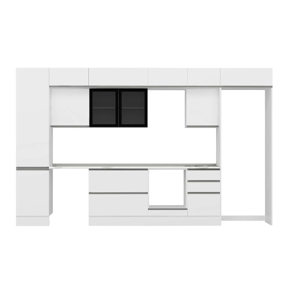 Alvinka 380X240 Cm High Gloss Mutfak Dolabı Mbb-E80B50S50-3 High Gloss | Beyaz - Suntalam