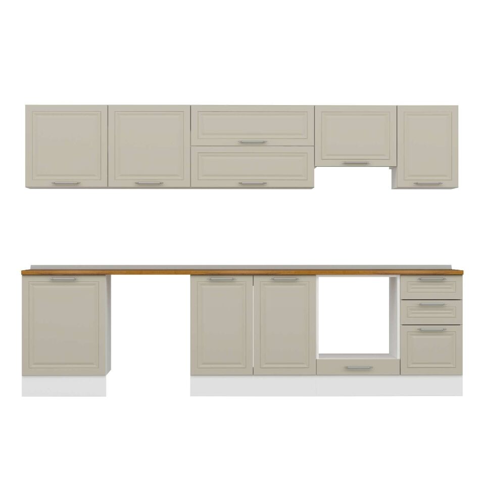 Alvinka 315X210 Cm Klasik Mebran Mutfak Dolabı M-E90S60S45-1 Mebran | Kumtaşı - Suntalam