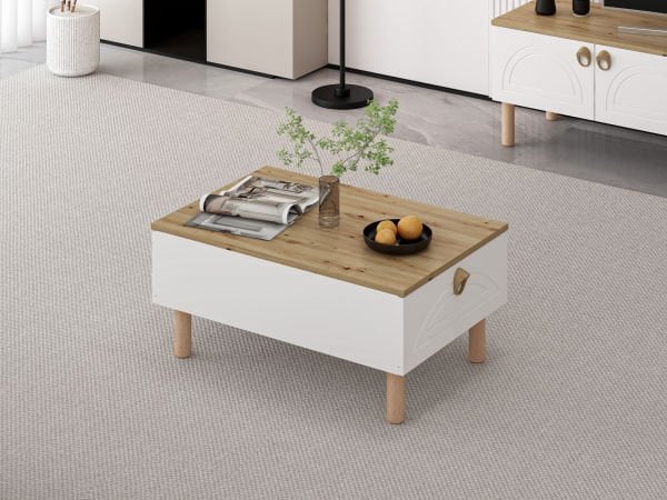 Lotus Bohem Tarz Orta Sehpa - Beyaz/Artisan