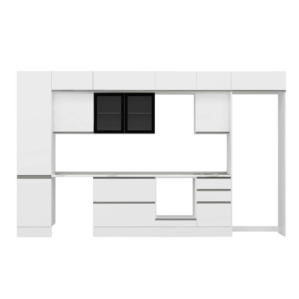 Alvinka 380X240 Cm High Gloss Mutfak Dolabı Mbb-E80B50S50-3 High Gloss | Beyaz - Mdf