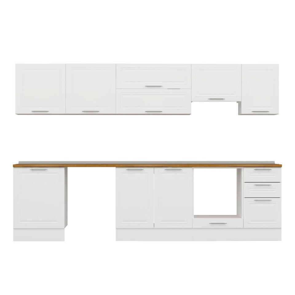 Alvinka 315X210 Cm Klasik Mebran Mutfak Dolabı M-E90S60S45-1 Mebran | Beyaz - Mdf