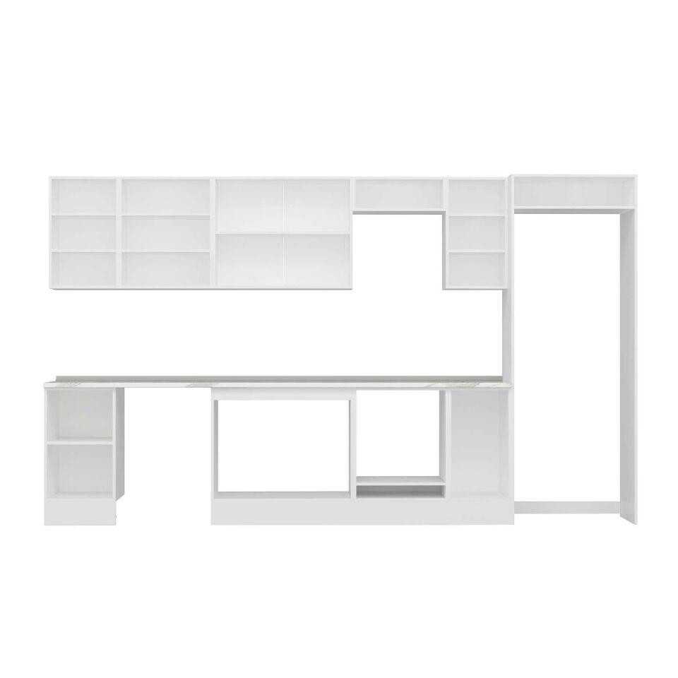 Alvinka 375X222 Cm Klasik Mebran Mutfak Dolabı Mb-E90S45S40-3 Mebran | Kumtaşı - Suntalam