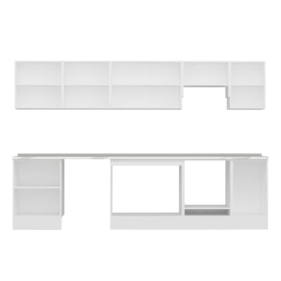 Alvinka 315X210 Cm Klasik Mebran Mutfak Dolabı M-E90S60S45-1 Mebran | Kumtaşı - Mdf