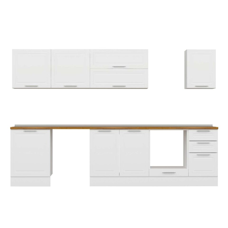 Alvinka 315X210 Cm Klasik Mebran Mutfak Dolabı M-E90S60S45-2 Mebran | Beyaz - Suntalam