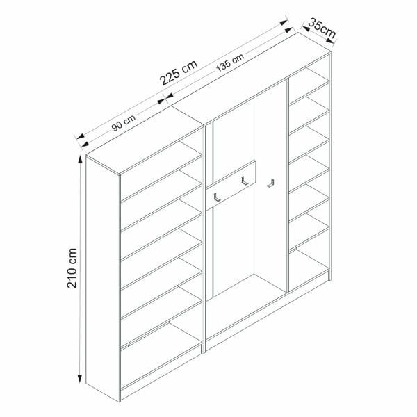Minar Kale 210 Cm 5 Kapaklı 3B Raf Portmanto Byz Mbr Çizgili Byz