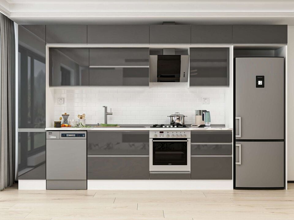 Alvinka 380X240 Cm High Gloss Mutfak Dolabı Mbb-E80B40S60-2