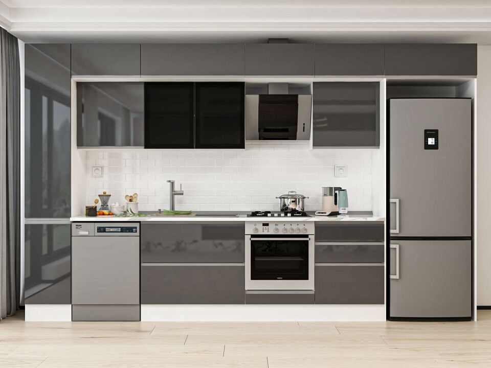 Alvinka 380X240 Cm High Gloss Mutfak Dolabı Mbb-E80B40S60-3
