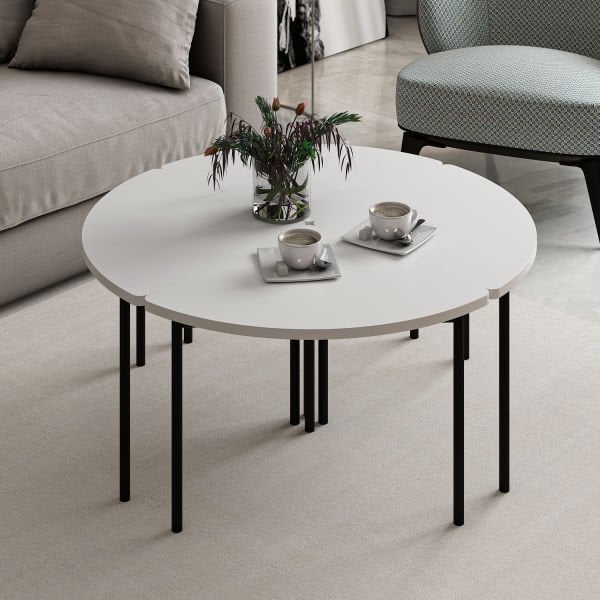 Emma Zigonlu Orta Sehpa - Beyaz/Beyaz