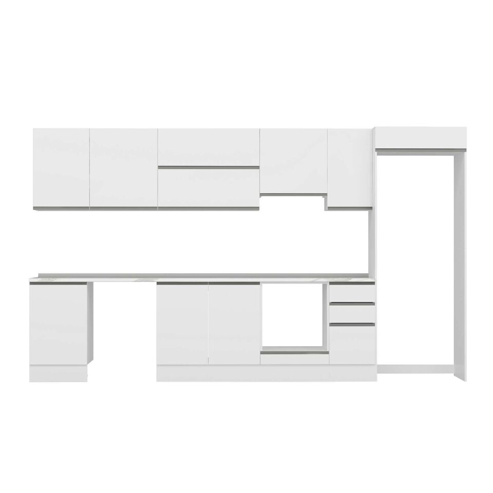 Alvinka 370X222 Cm High Gloss Mutfak Dolabı Mb-E80S50S40-1 High Gloss | Beyaz - Mdf