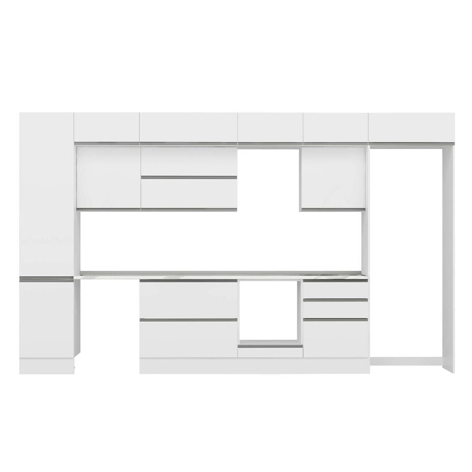 Alvinka 390X240 Cm High Gloss Mutfak Dolabı Mbb-E80B50S60-2 High Gloss | Beyaz - Mdf