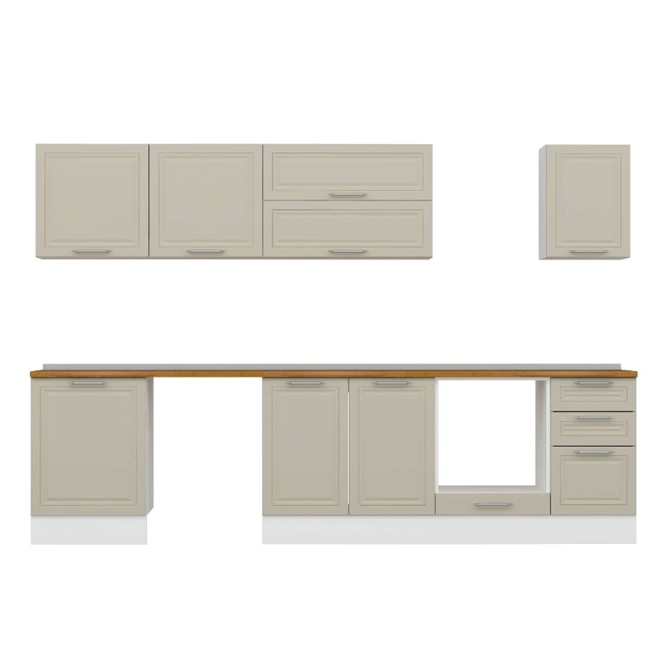 Alvinka 315X210 Cm Klasik Mebran Mutfak Dolabı M-E90S60S45-2 Mebran | Kumtaşı - Mdf
